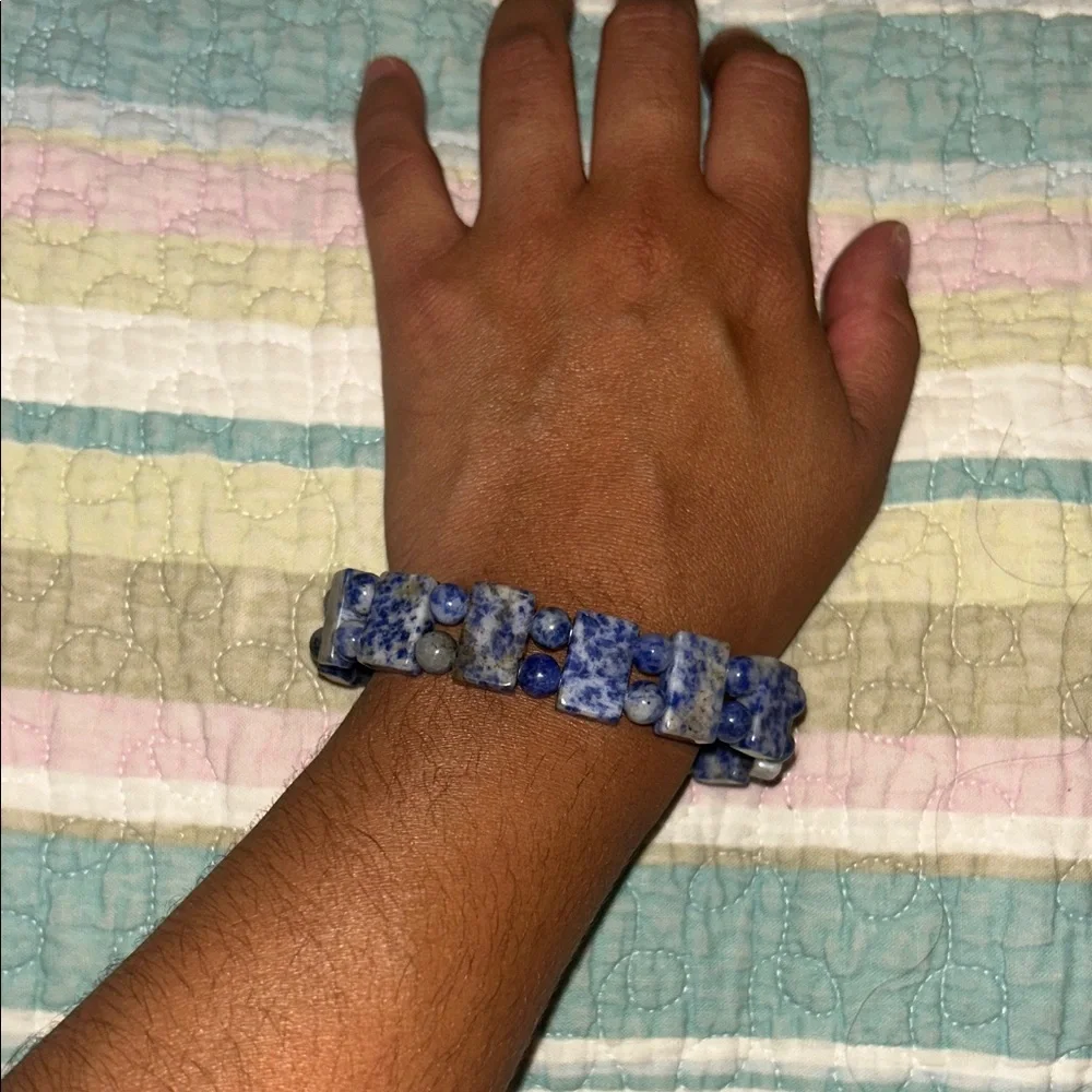 Blue Sodalite Stretch Bracelet - Women's Natural Stone Jewelry